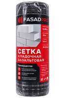 Сетка кладочная базальтовая FasadPro ГОСТ 25х25 мм 0,36х50 м (рулон)