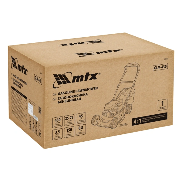 Газонокосилка бензиновая GLM-430, 150 см3, 43 см, 45л  MTX