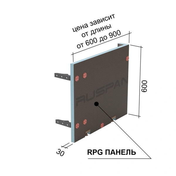 Торцевая сторона экранов Руспанель РПГ (Ruspanel RPG) 900х600 мм
